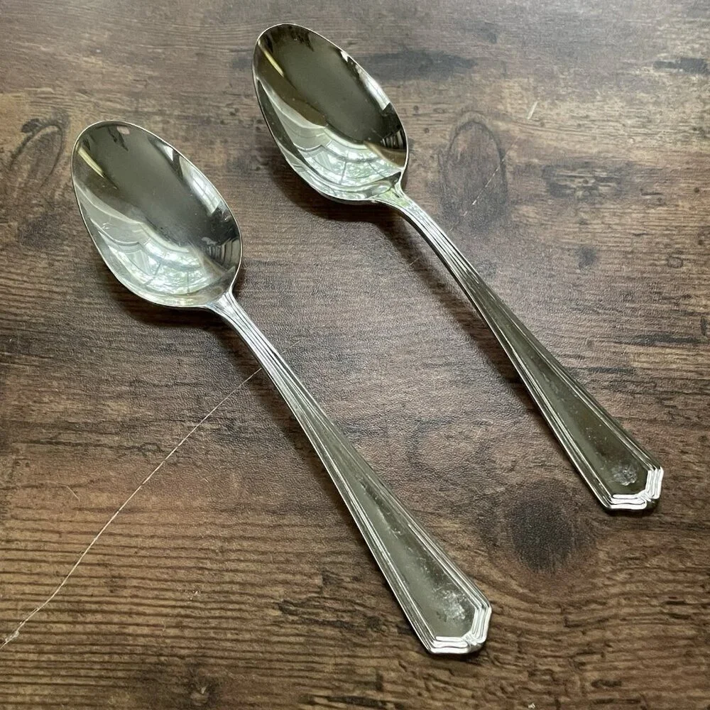 1847 Rogers Bros RG84 Silverplate h EP Brass Tablespoon Set of 2 Vintage